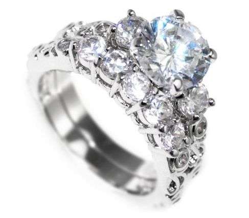 ^^FREE SHIPPING ^^ 3.36CTW STUNNING!!! ENGAGEMENT  "WEDDING RING SET"!!! size 9