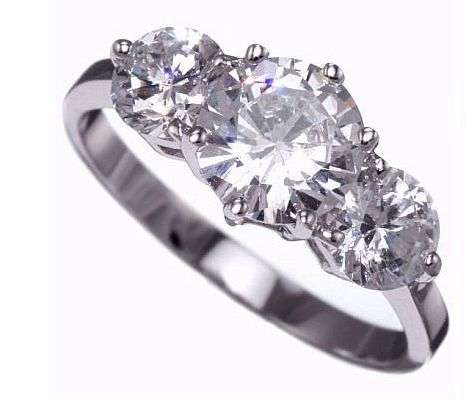 FREE SHIPPING! LOW START! 2.80CTW STUNNING TRILOGY GENUINE 18K GP BRIDAL RING size 7