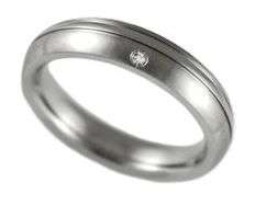 FREE SHIPPING! LOW START! SATIN FINISH - MENS 0.03CTW STAINLESS STEEL WEDDING RING size 7