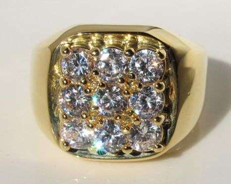 **FREE SHIPPING!**3.60CTW MENS DESIGNER CZ DIAMOND 18K GOLD PLATED RING size 10