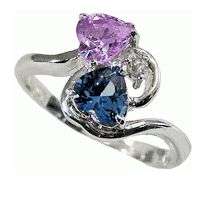 "SPECIAL OFFER!" STUNNING SIMULATED SAPPHIRE, PINK TOPAZ & SIMULATED DIAMONDS RING SIZE 7