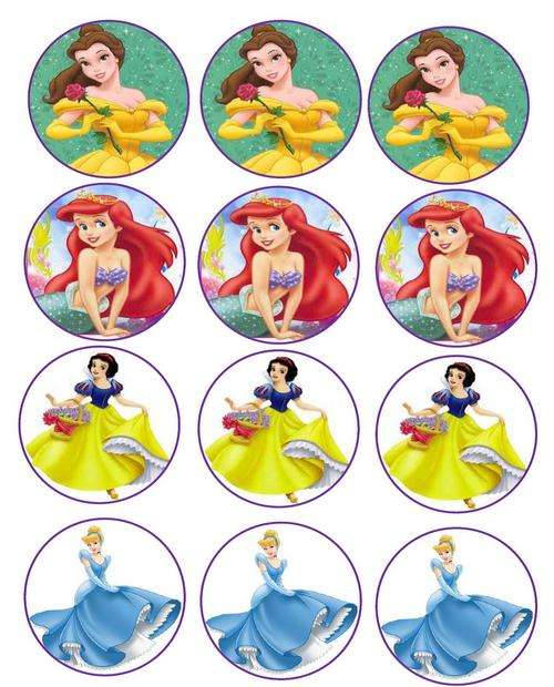 Disney Princesses Edible Cupcake Pictures (24 cupcake circles)