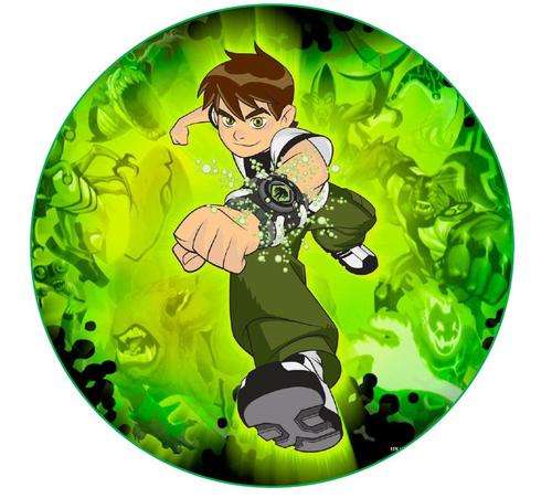 Ben 10 Round Cake Edible Picture & 16 Edible Cupcake Toppers