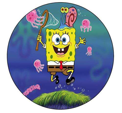 SpongeBob Round Cake Edible Picture & 16 Edible Cupcake Toppers