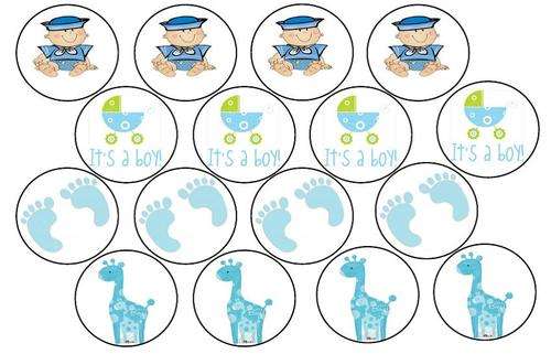 Baby Shower (Boy) Edible Picture Cupcake Toppers
