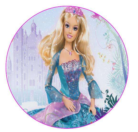 Barbie Round Cake topper & Cupcake Toppers Pack