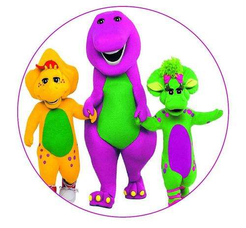Barney Round Cake topper & Cupcake Toppers Pack
