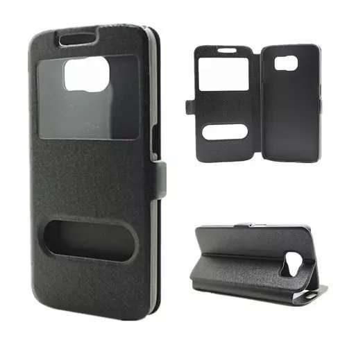Samsung Galaxy S6 Edge Book Case Flip Pouch For Samsung Galaxy S6 Edge - BLACK
