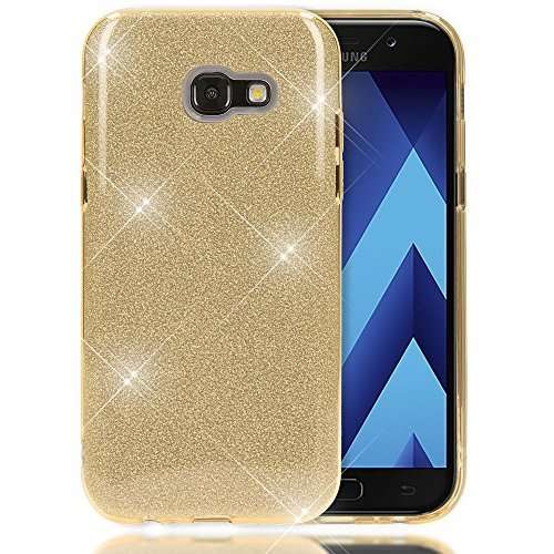 Glitter Silicone Sparkling Bling Case with protective bumper For Samsung A5 2017(golden)