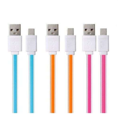 2 METER LONG Colorful Flat Gel MICRO USB CABLE for Samsung, Blackberry, Nokia,LG, Huawei, Sony- PINK