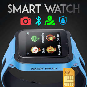 SMART WATCH GPS G3 Water Resistant Smart Watch With GPS & Camera -Blue & Black - ICASA Approved