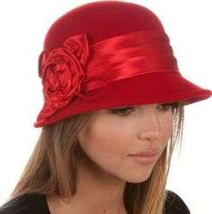GO VINTAGE THIS WINTER with a RED HAT with roses, feathers and diamante!