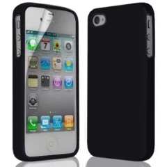 SOFT SILICONE GEL TPU Case (Black) for Apple iPhone 4 4G 4S  + FREE Screenguard