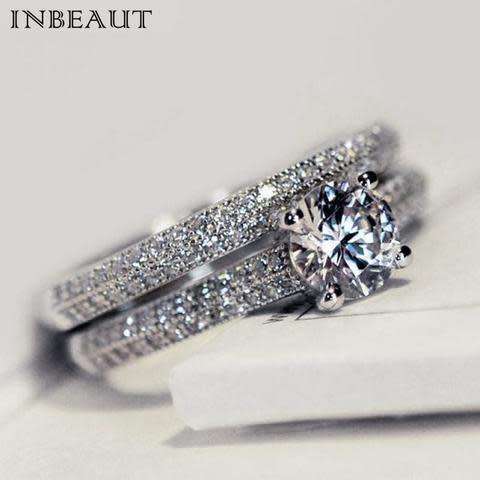 Stunning White Gold Filled Sparkling Set of Rings