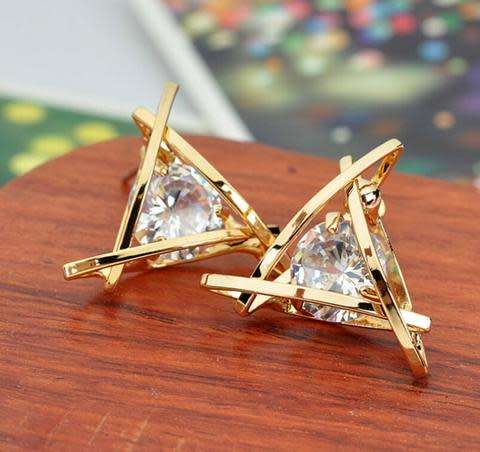 **Limited Stock** Exquisite Triangular Perforated Crystal Zircon Earrings