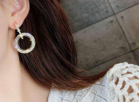 **Limited Stock** Elegant Crystal Earrings Round Gold