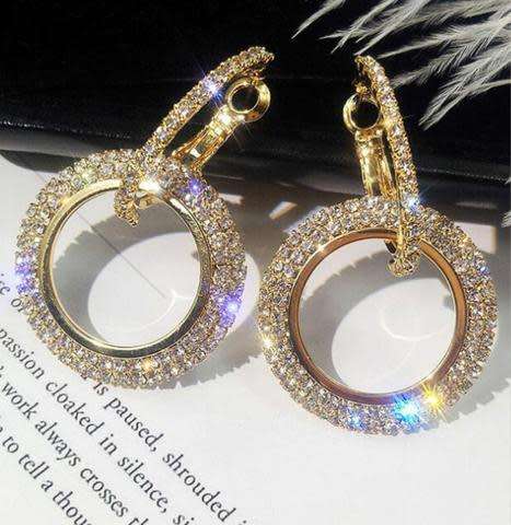 **Limited Stock** Elegant Crystal Earrings Round Gold