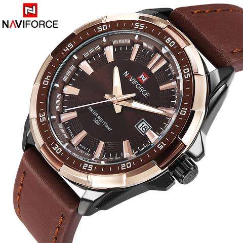 Genuine Leather Band Analog Digital LED Dual Time Display Mens Watch