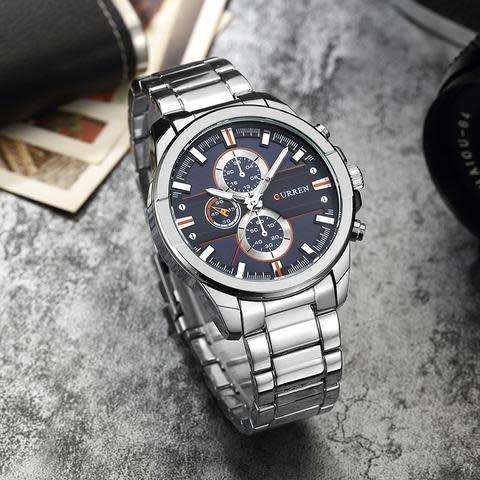 CURREN Stainless Steel Male Sports Army Waterproof Watch