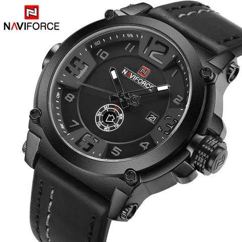 Naviforce Genuine Leather Military Sport Quartz Mens Waterproof Watch