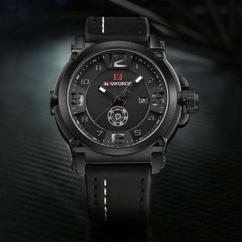 Naviforce Genuine Leather Military Sport Quartz Mens Waterproof Watch