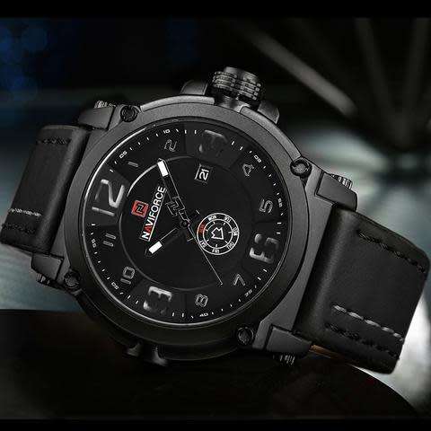 Naviforce Genuine Leather Military Sport Quartz Mens Waterproof Watch
