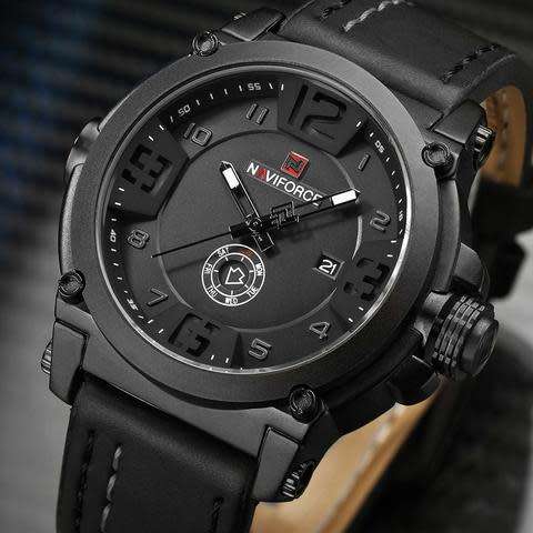 Naviforce Genuine Leather Military Sport Quartz Mens Waterproof Watch