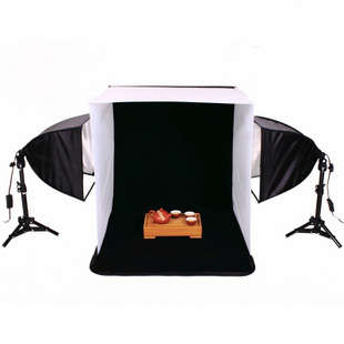 60*60*60cm Mini Photo Studio Light Tent w/ 4 Back Drops + 2x135W 5500K Studio Lighting Kit