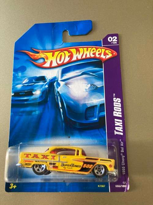 Hot Wheels , 55 Chevy  Bel Air , Taxi Road , 2007 Long card