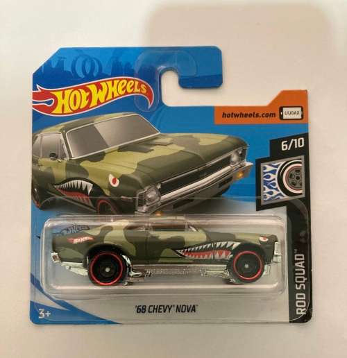 Hot Wheels , 68 Chevy Nova , green , short card
