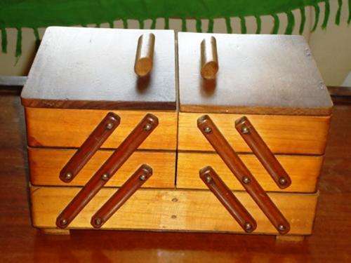 Antique fold out Sewing Box