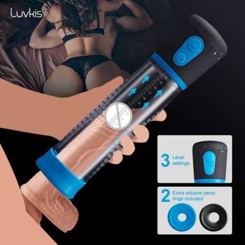 Male Penis Vacuum Pump Air Enlarger Extender Prolong Enhancer with two rings