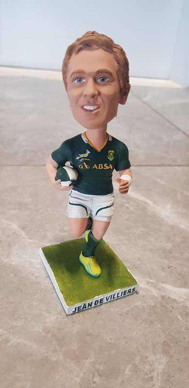 Springbok Rugby Jean de Villiers Bobblehead still in box. Also known as Bobble Head.