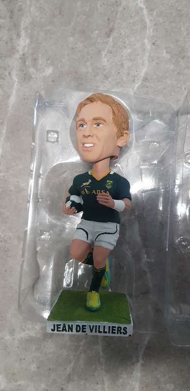 Springbok Rugby Jean de Villiers Bobblehead still in box. Also known as Bobble Head.