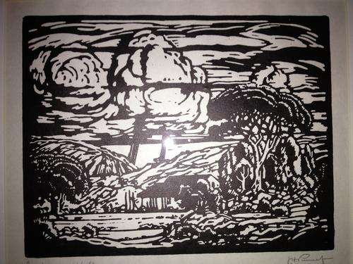 JH PIERNEEF - Framed Lithograph - "Landscape with House"