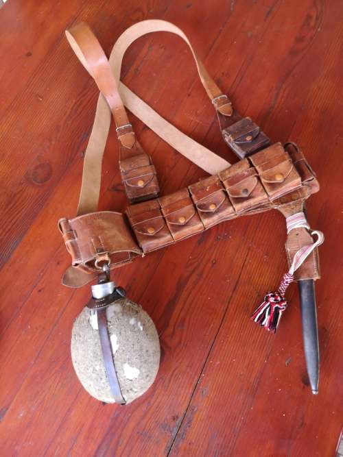 German Colonial Schutztruppen Bandolier, Canteen and KS bayonet