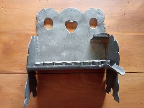 Antique Pewter Judaica Hanukkah Menorah Oil Lamp