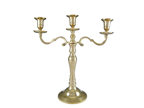 3 Candle Holder Solid Brass 31cm