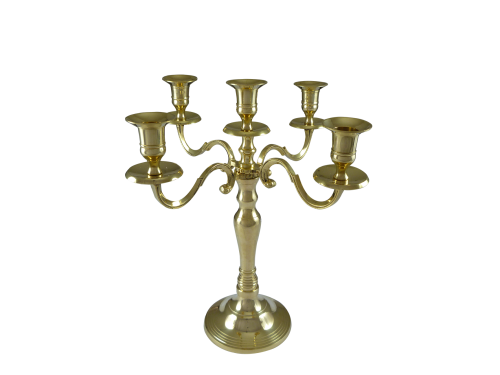 5 Candle Holder Solid Brass 31cm