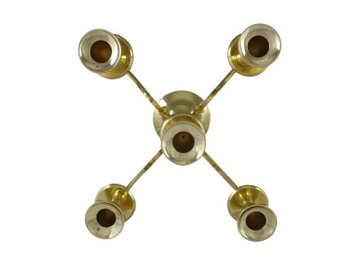 5 Candle Holder Solid Brass 31cm