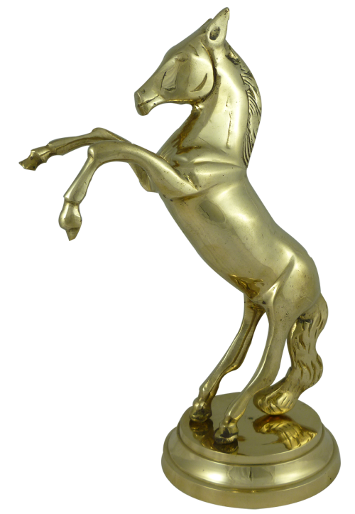 Brass Horse Jumping 33cm Height