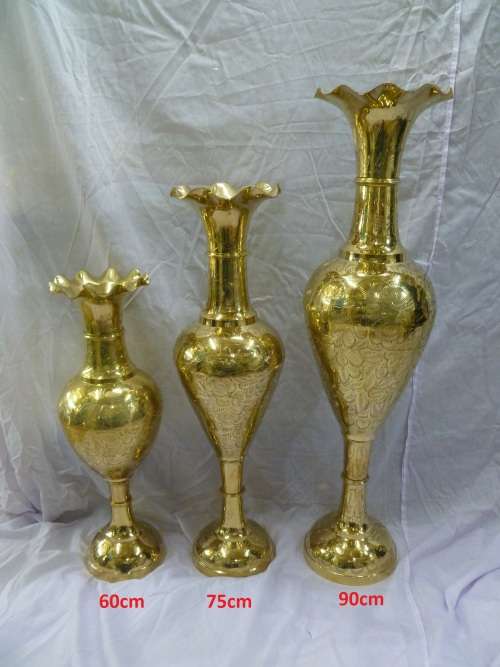 Brass Vases With 90cm Height ( Price is for 2 pieces )