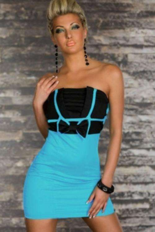 strapless dress, blue/black, xsmall, small, medium