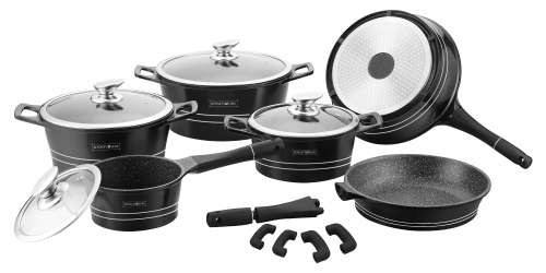 Royalty Line 14Pce Die Cast Marble Coating Cookware Set. Retail: R 1999. Our Price: R 1450