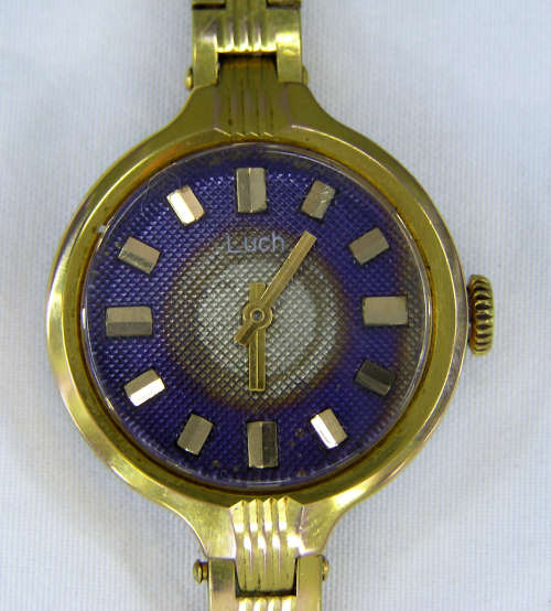 Rare - 1970`s Blue and Gold Tone Russian Luch Ladies`s Mechanical Watch