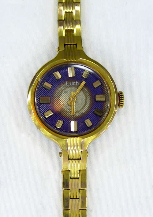 Rare - 1970`s Blue and Gold Tone Russian Luch Ladies`s Mechanical Watch