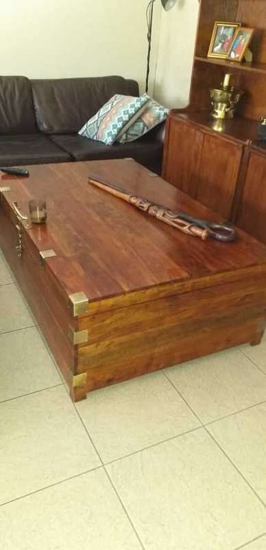 Hand Made Solid Wooden Kist With Brass Hinges and Inlays