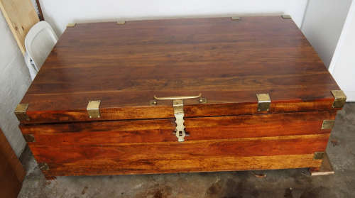 Hand Made Solid Wooden Kist With Brass Hinges and Inlays