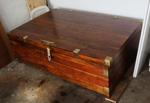 Hand Made Solid Wooden Kist With Brass Hinges and Inlays