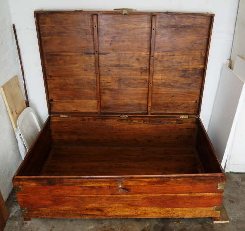 Hand Made Solid Wooden Kist With Brass Hinges and Inlays